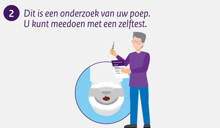 Dit is een onderzoek van uw poep. U kunt meedoen met een zelftest.